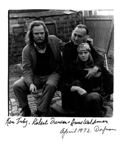 photo of Ken Irby, Robert Duncan and Anne Waldman by Elsa Dorfman